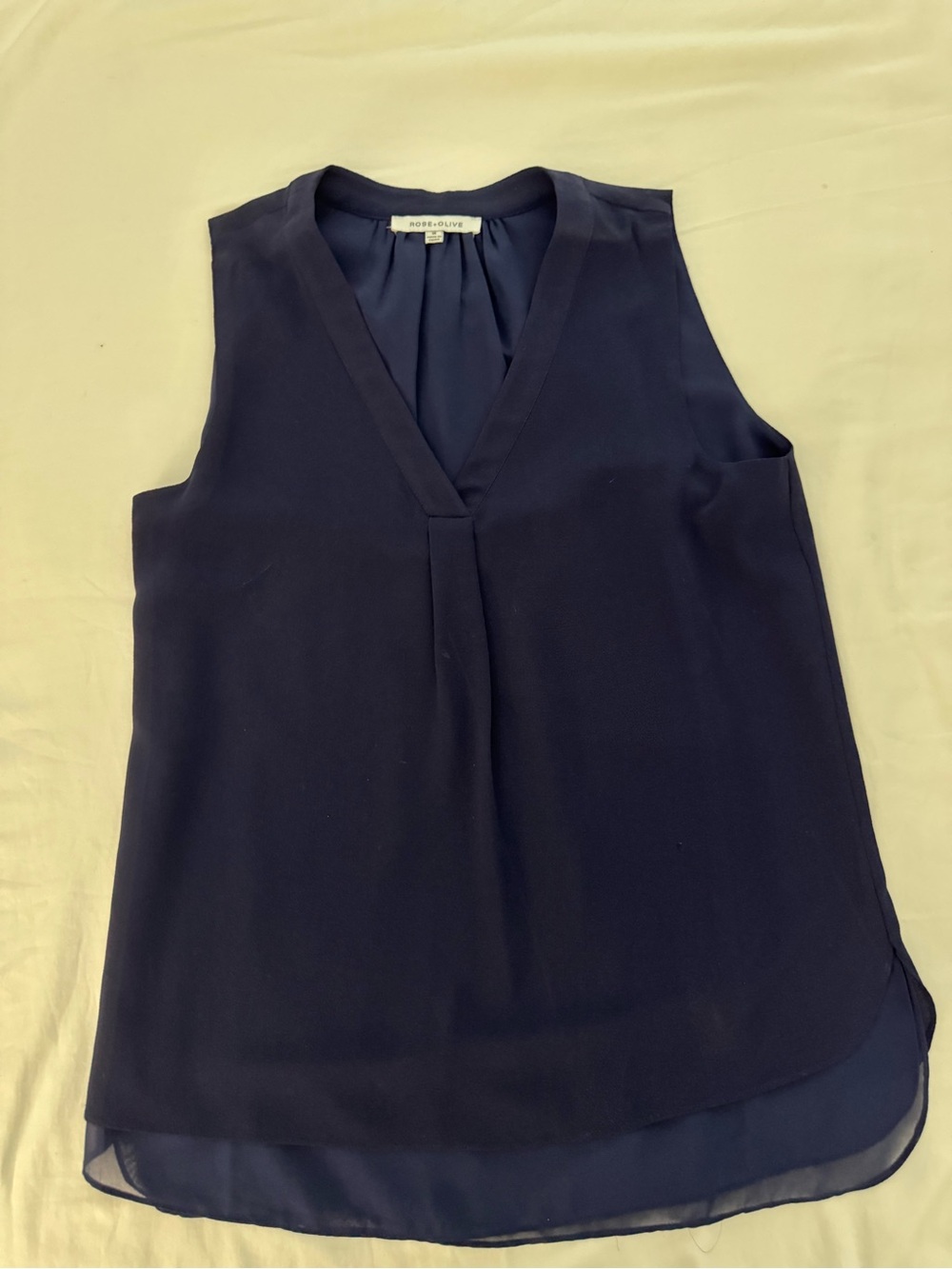 Rose & Olive Navy Sleeveless V-Neck Tank Top